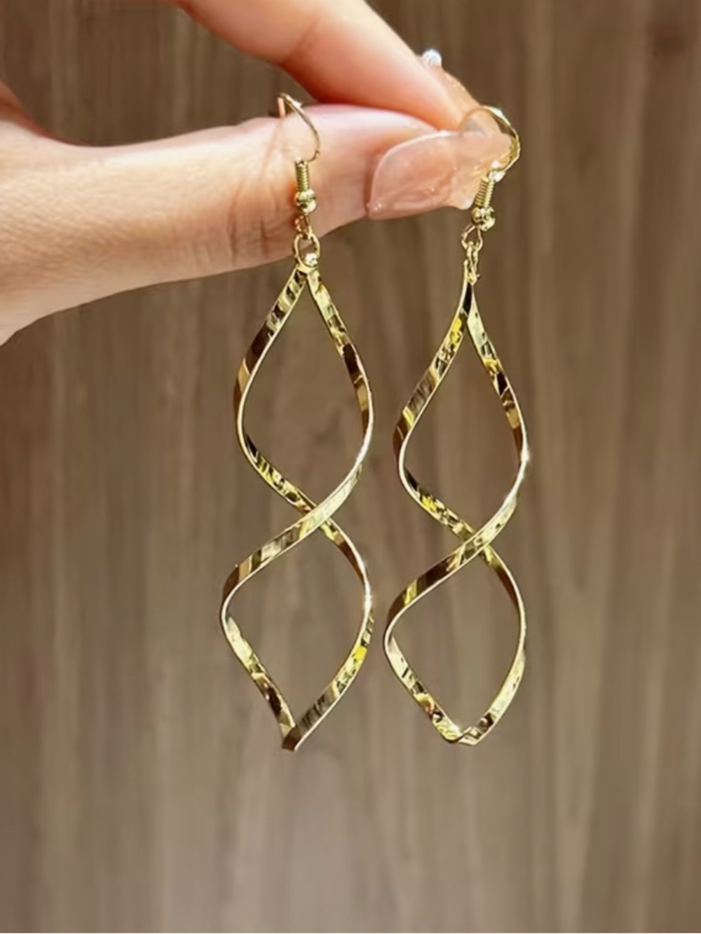 Gold Twisted Loop Drop Earrings - Women Jewelry